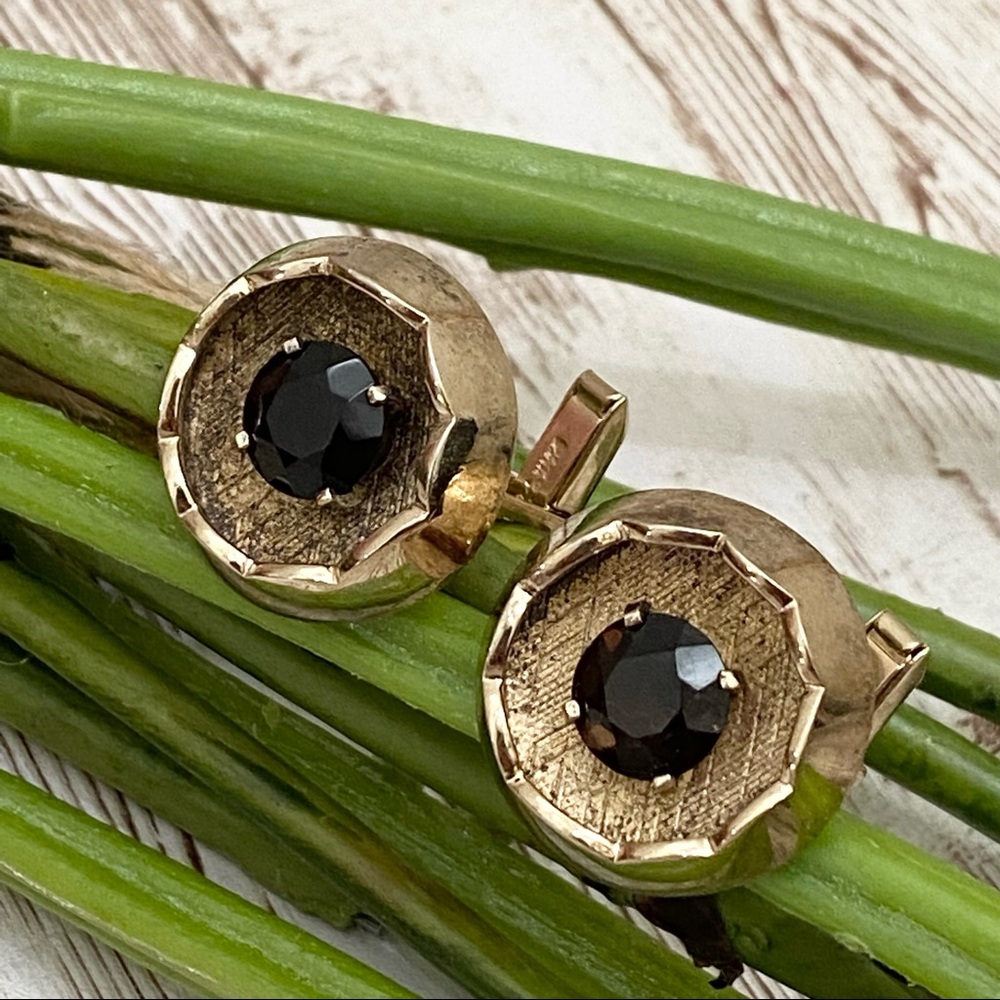 Vintage PAT.2472958 Smoky Topaz Gold Over Sterling Cufflinks